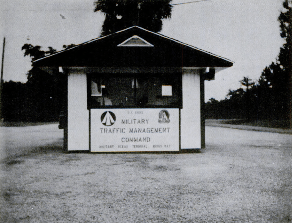 The Military Ocean Terminal Kings Bay entrance during the 1970s