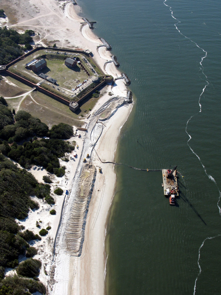 Sand was placed at Fort Clinch State Park following a recent dredging of Kings Bay Entrance Channel at Fernandina Harbor.