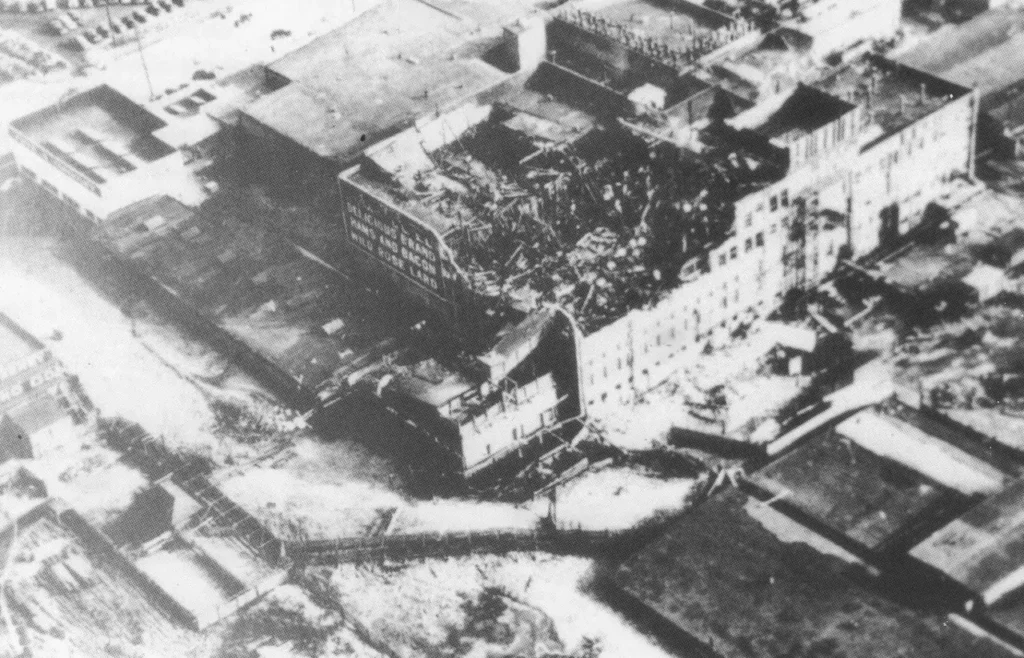 Frye Meat Packing Plant after the crash of Eddie Allen B-29