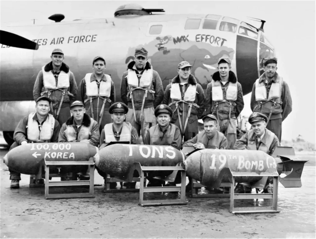 korean war b-29 crew historic dropping 100,000th ton of bombs