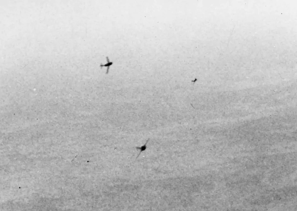 korean war mig-15s attacking B-29