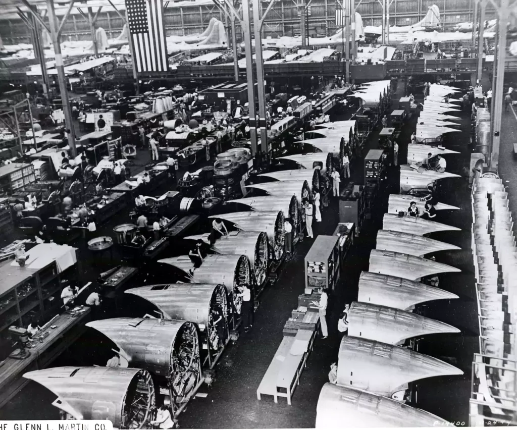 B-29 parts in the Martin-Omaha plant.