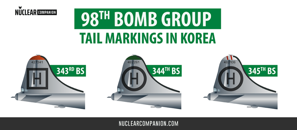 B-29 98th bomb group tails markings in korea