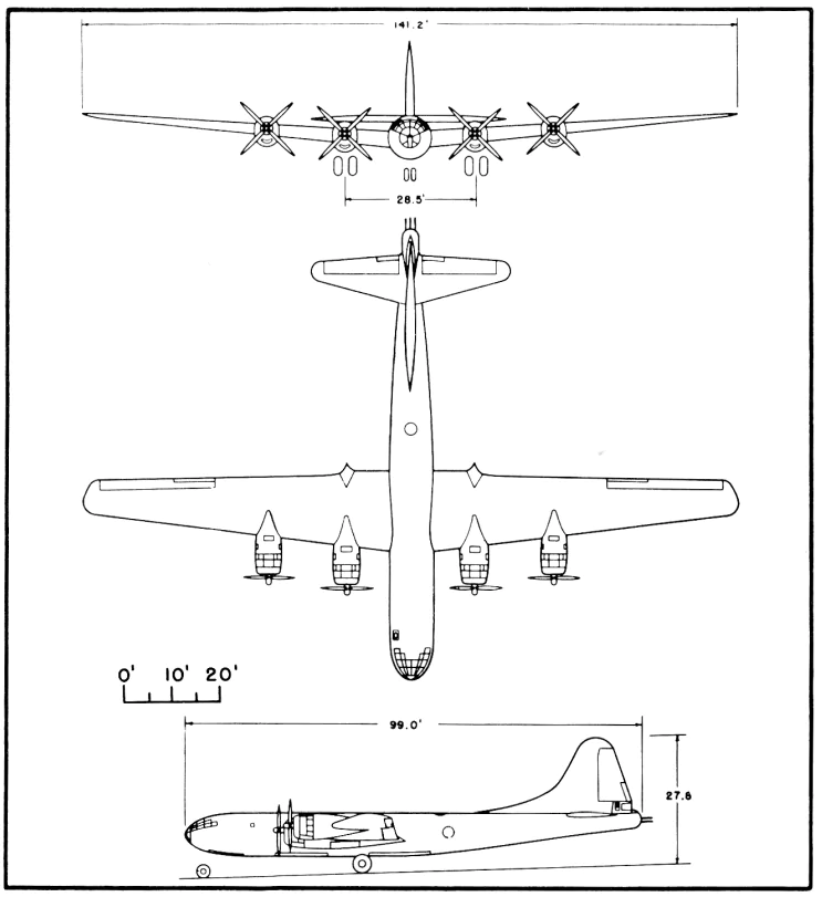 Boeing B-29B Superfortress Dimensions