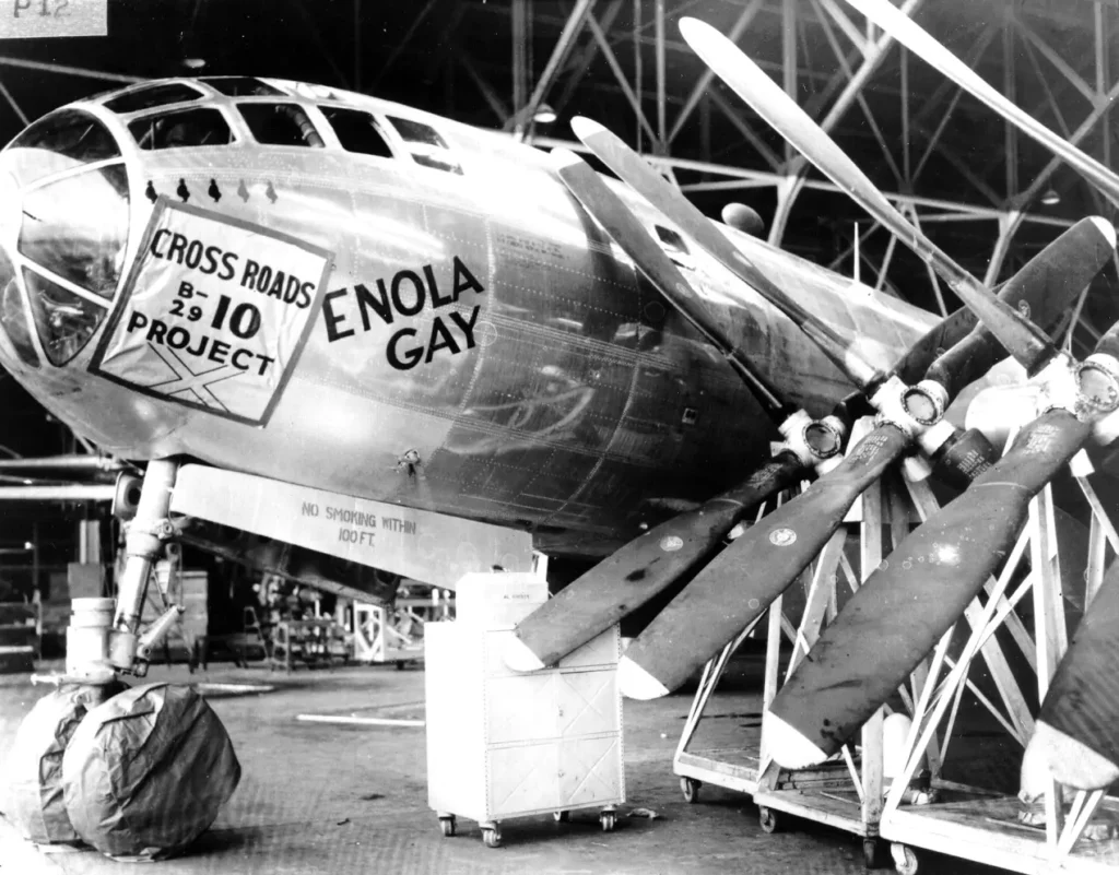In February 1946, the Enola Gay visited Tinker for an overhaul as B-29s were modified for atomic testing near the Bikini Atoll