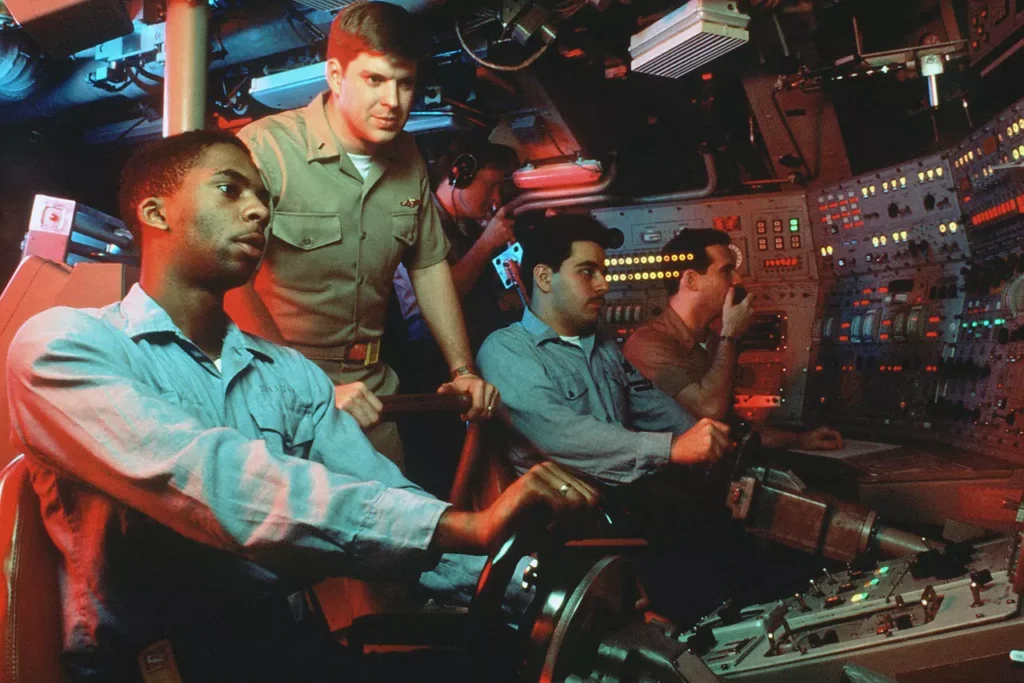 Crewmen at their dive stations in USS Georgia (SSBN 729)