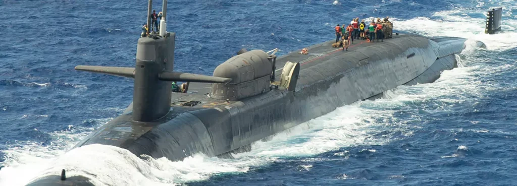 close up view of a ohio-class SSGN submarine