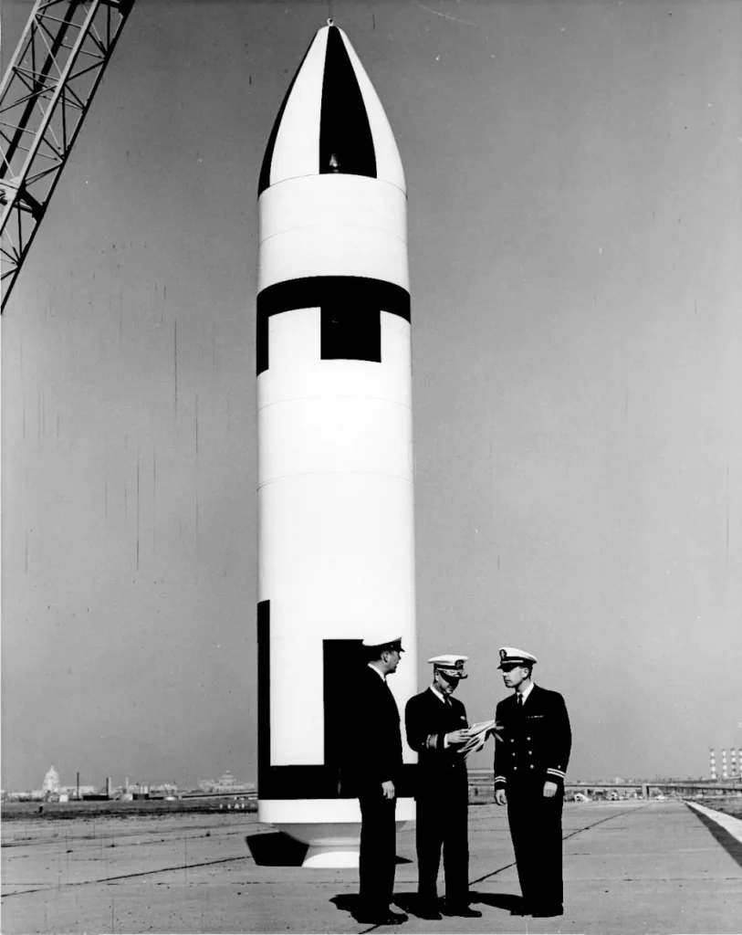 Full-scale mock-up of the Navy Poseidon missile.