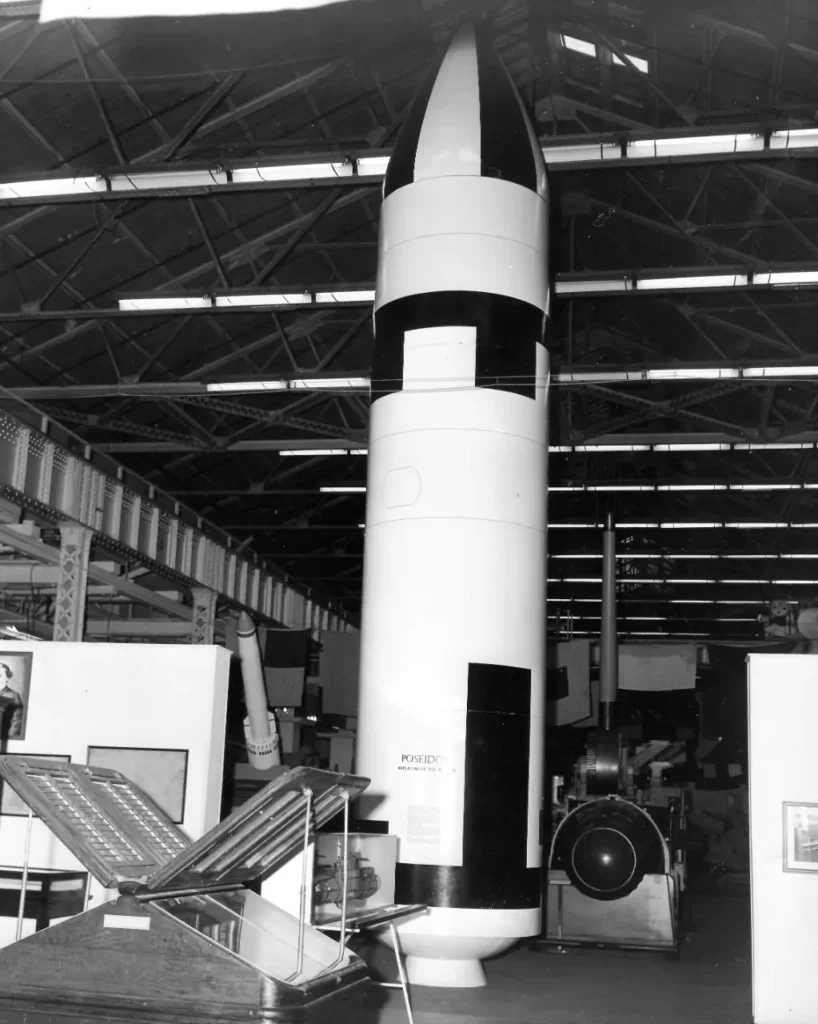 Poseidon missile on display at The Navy Memorial Museum during the 1970s