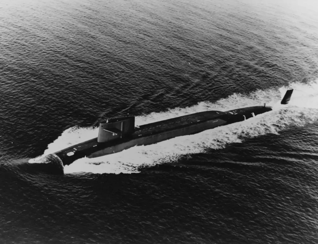The Nuclear Powered Ballistic Missile submarines of the Ethan Allen class were the first to be equipped with Polaris A-2 missiles.