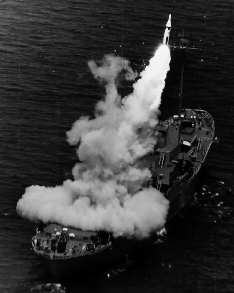 USS Observation Island (EAG-154) launching a "Polaris A-1" test missile