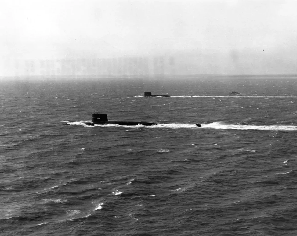 USS George Washington [left] (SSBN-598) and USS Patrick Henry Underway (SSBN-599)