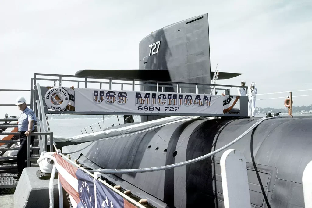 MICHIGAN (SSBN-727) during her commissioning ceremony.