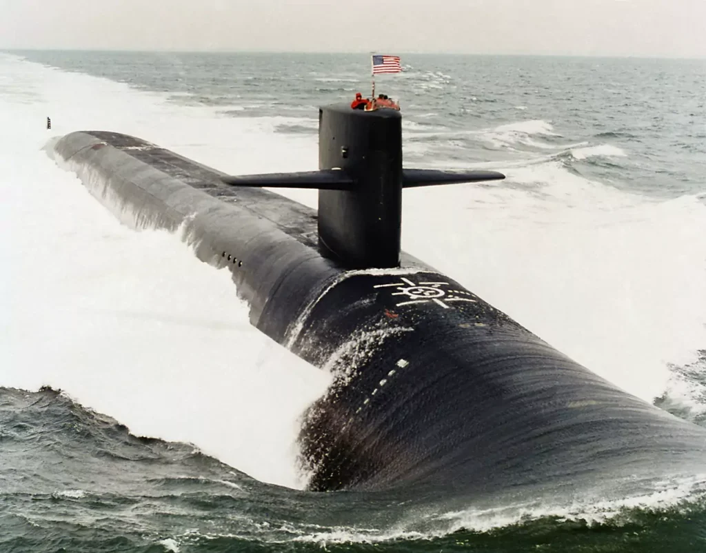 Bow view of USS GEORGIA (SSBN-729) underway in 1984